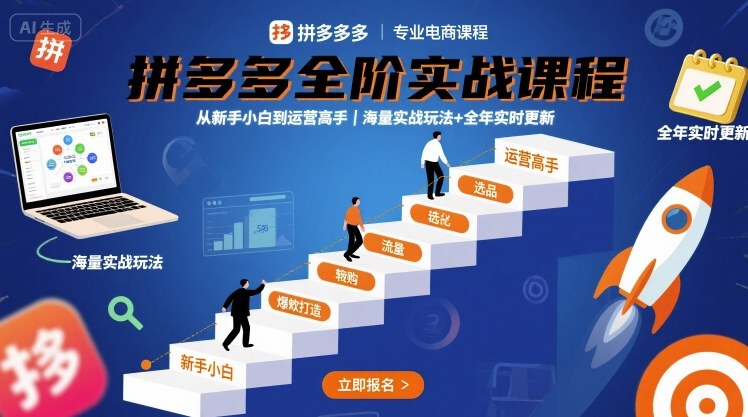 拼多多全阶实战课程，从新手小白到运营高手，海量实战玩法+全年实时更新【2025年9月更新】-yicbd