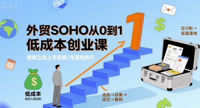 外贸SOHO从0到1低成本创业课，能够立刻上手实操与落地执行-yicbd