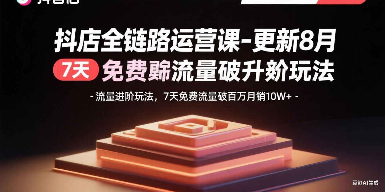 抖店全链路运营课-更新8月：流量进阶玩法，7天免费流量破百万月销10W+-yicbd