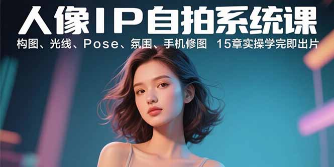 人像IP自拍系统课：构图、光线、Pose、氛围、手机修图 15章实操学完即出片-yicbd