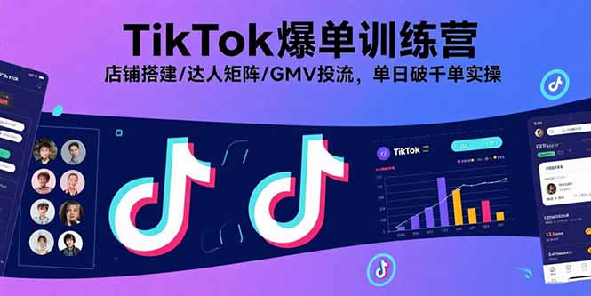 TikTok爆单训练营，店铺搭建/达人矩阵/GMV投流，单日破千单实操-yicbd