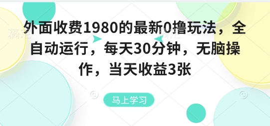 外面收费1980的最新0撸玩法，全自动挂G，每天30分钟，无脑操作，当天收益3张【揭秘】-yicbd