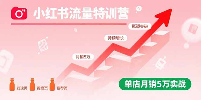 小红书流量特训营：突破流量瓶颈，实现店铺持续增长，单店月销5万实战-yicbd