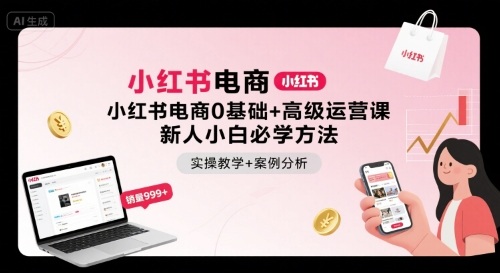 小红书电商0基础+高级运营课，新人小白必学方法，实操教学+案例分析-yicbd
