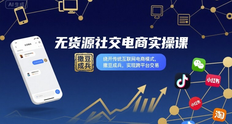 无货源社交电商实操课，绕开传统互联网电商模式，撒豆成兵，实现跨平台交易-yicbd