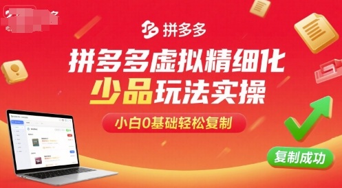 拼多多虚拟精细化少品玩法实操，小白0基础轻松复制-yicbd