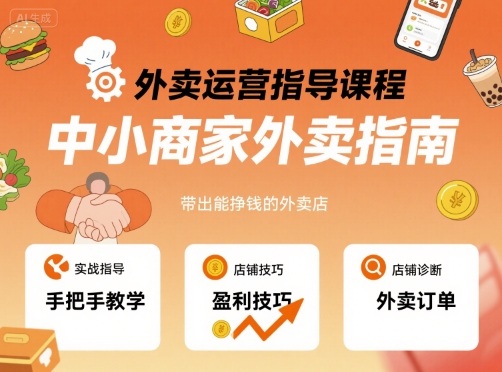 外卖运营指导课程，中小商家外卖指南，手把手带出能挣钱的外卖店-yicbd
