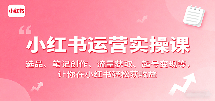 小红书运营实操课：选品、笔记创作、流量获取、起号变现等，让你在小红书轻松获收益-yicbd