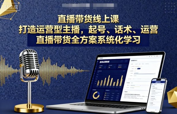 直播带货线上课，打造运营型主播，起号、话术、运营，直播带货全方案系统化学习-yicbd