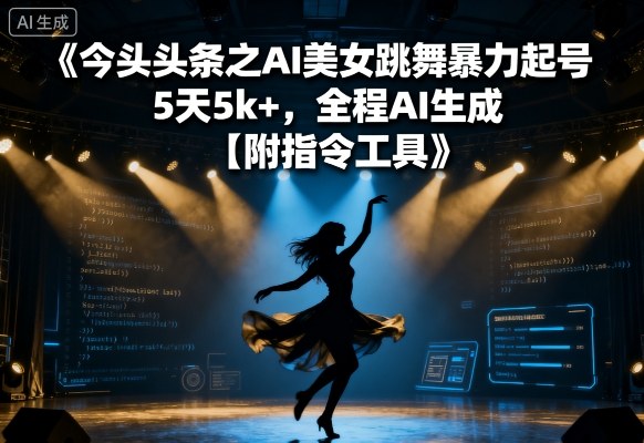 今日头条之AI美女跳舞暴力起号，5天1k+，全程AI生成【附指令工具】-yicbd