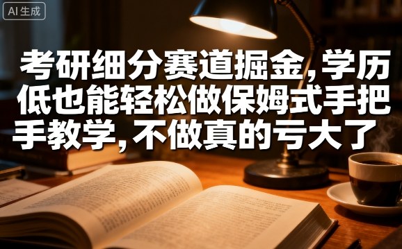 考研细分赛道掘金，日入1k+，学历低也能轻松做保姆式手把手教学，不做真的亏大了【揭秘】-yicbd