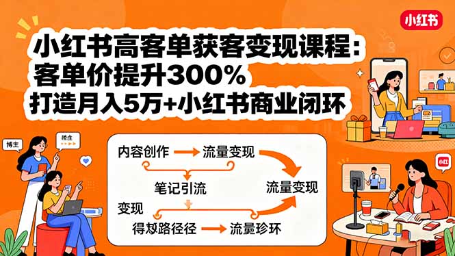 小红书高客单获客变现课程：客单价提升300%，打造月入10万+小红书商业闭环-yicbd