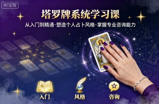 塔罗牌系统学习课，助你从入门到精通，塑造个人占卜风格，掌握专业咨询能力-yicbd