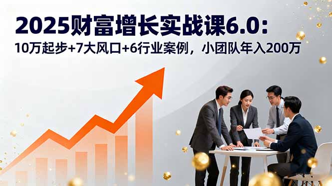 2025财富增长实战课6.0：10万起步+7大风口+6行业案例，小团队年入200万-yicbd