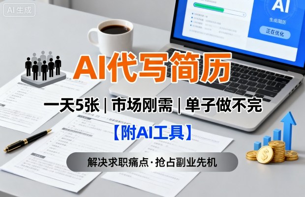 AI代写简历，一天5张，今年找工作难，市场刚需，单子做不完【附AI工具】-yicbd