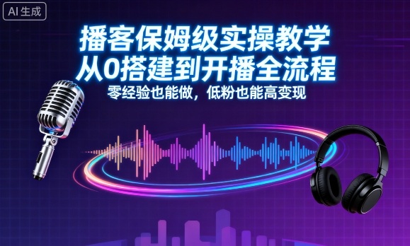 播客保姆级实操教学，从0搭建到开播全流程，零经验也能做，低粉也能高变现-yicbd