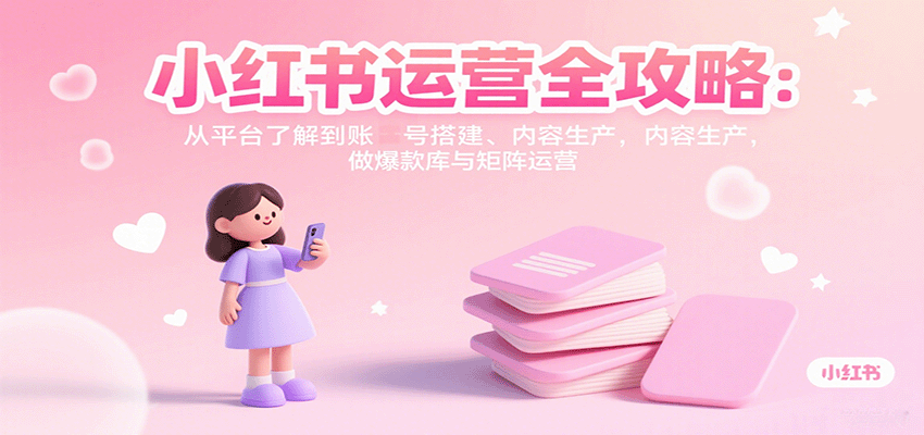 小红书运营全攻略：从平台了解到账号搭建、内容生产，做爆款库与矩阵运营-yicbd